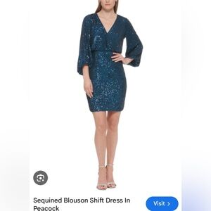 Eliza J Sequined Blouson Dress